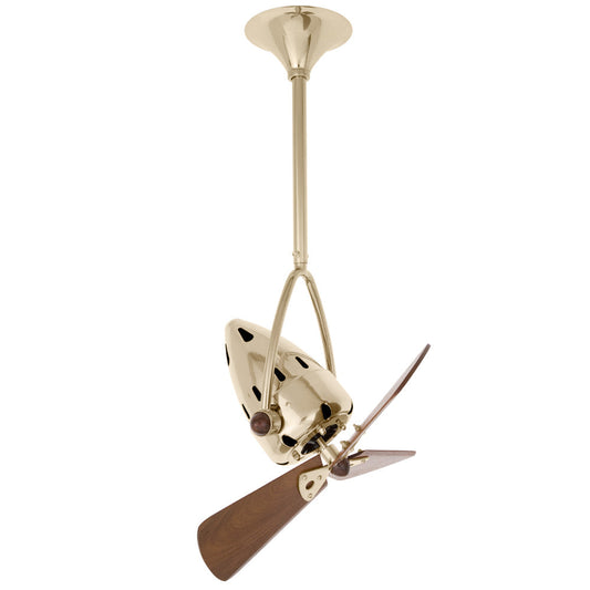 Matthews Fan Company Matthews-Gerbar Jarold Direcional 16" Polished Brass Ceiling Fan With Solid Brazilian Mahogany Blade In Mahogany Finish