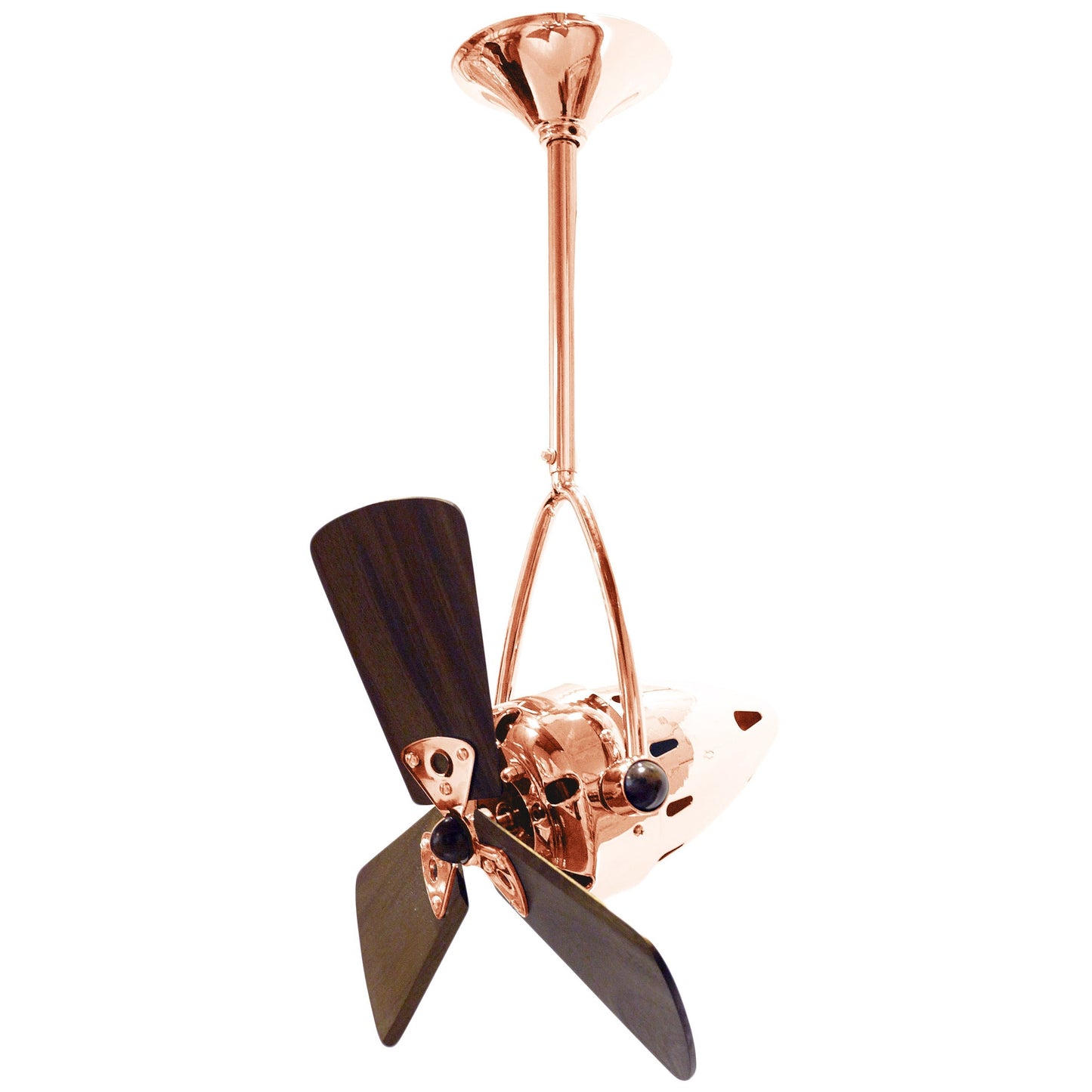 Matthews Fan Company Matthews-Gerbar Jarold Direcional 16" Polished Copper Ceiling Fan With Solid Brazilian Mahogany Blade In Mahogany Finish