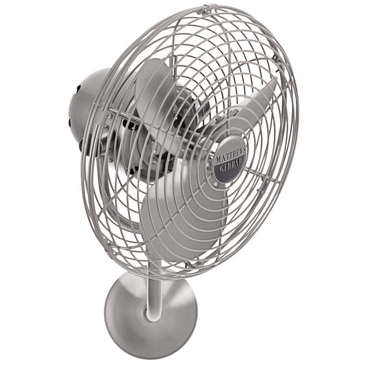 Matthews Fan Company Matthews-Gerbar Michelle Parede 13" Brushed Nickel Wall-Mounted Fan With Aluminum Blade In Brushed Nickel Finish And Damp Location Protection