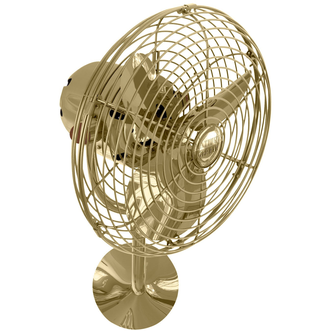 Matthews Fan Company Matthews-Gerbar Michelle Parede 13" Polished Brass Wall-Mounted Fan With Aluminum Blade In Polished Brass Finish