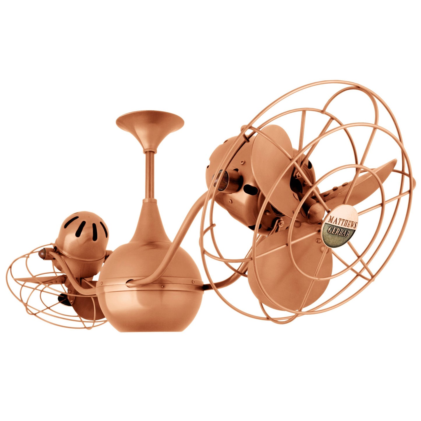 Matthews Fan Company Matthews-Gerbar Vent-Bettina 42" Brushed Copper Rotational Ceiling Fan With Aluminum Blade In Brushed Copper Finish