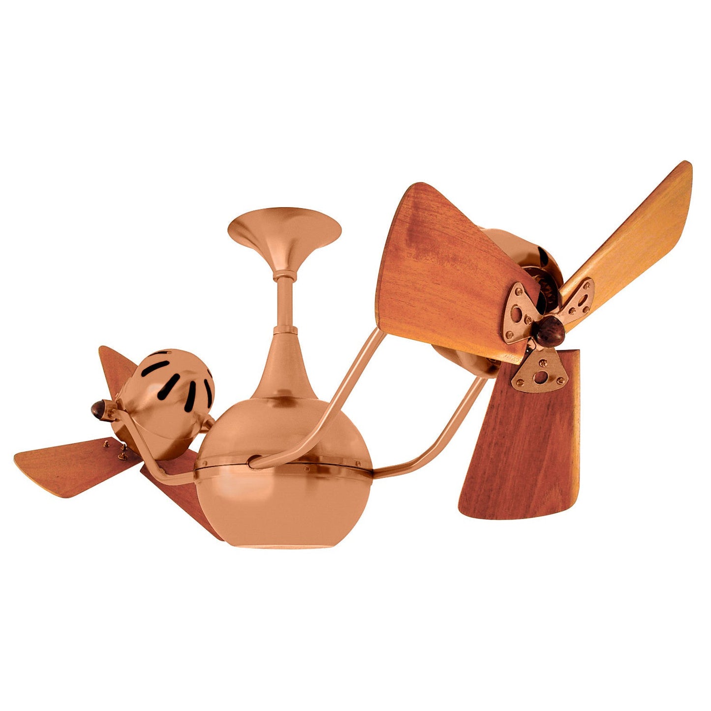 Matthews Fan Company Matthews-Gerbar Vent-Bettina 44" Brushed Copper Rotational Ceiling Fan With Solid Brazilian Mahogany Blade In Mahogany Finish