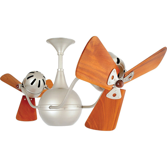 Matthews Fan Company Matthews-Gerbar Vent-Bettina 44" Brushed Nickel Rotational Ceiling Fan With Solid Brazilian Mahogany Blade In Mahogany Finish