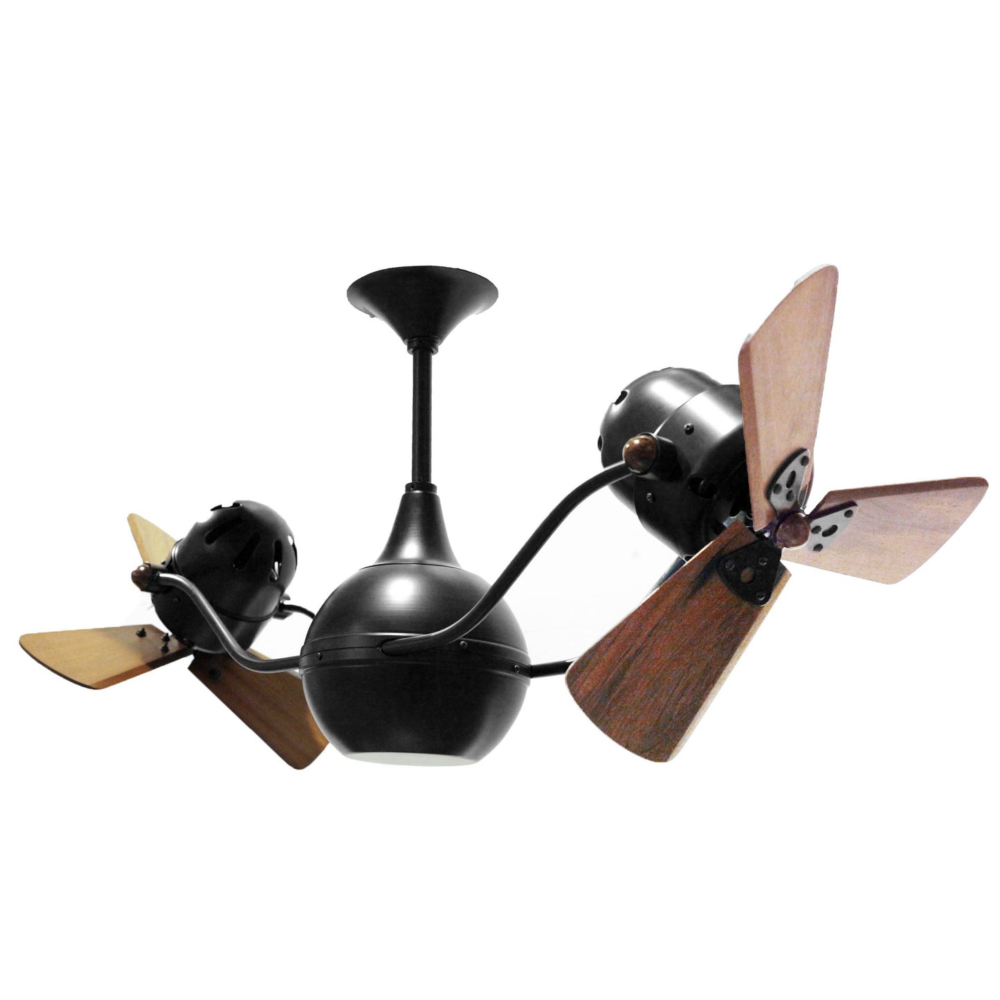 Matthews Fan Company Matthews-Gerbar Vent-Bettina 44" Matte Black Rotational Ceiling Fan With Solid Brazilian Mahogany Blade In Mahogany Finish