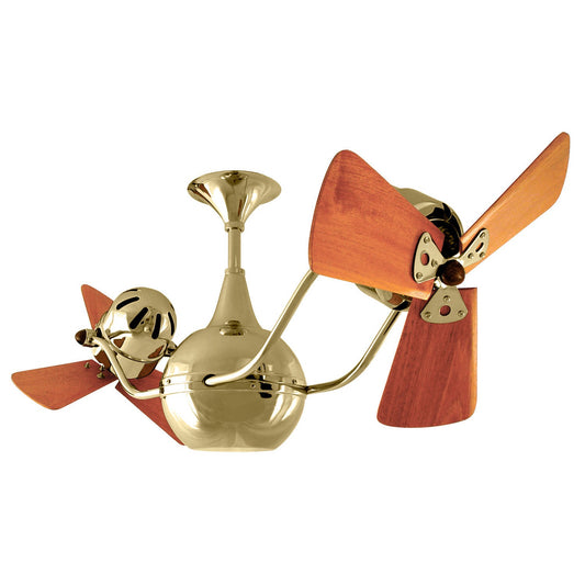 Matthews Fan Company Matthews-Gerbar Vent-Bettina 44" Polished Brass Rotational Ceiling Fan With Solid Brazilian Mahogany Blade In Mahogany Finish