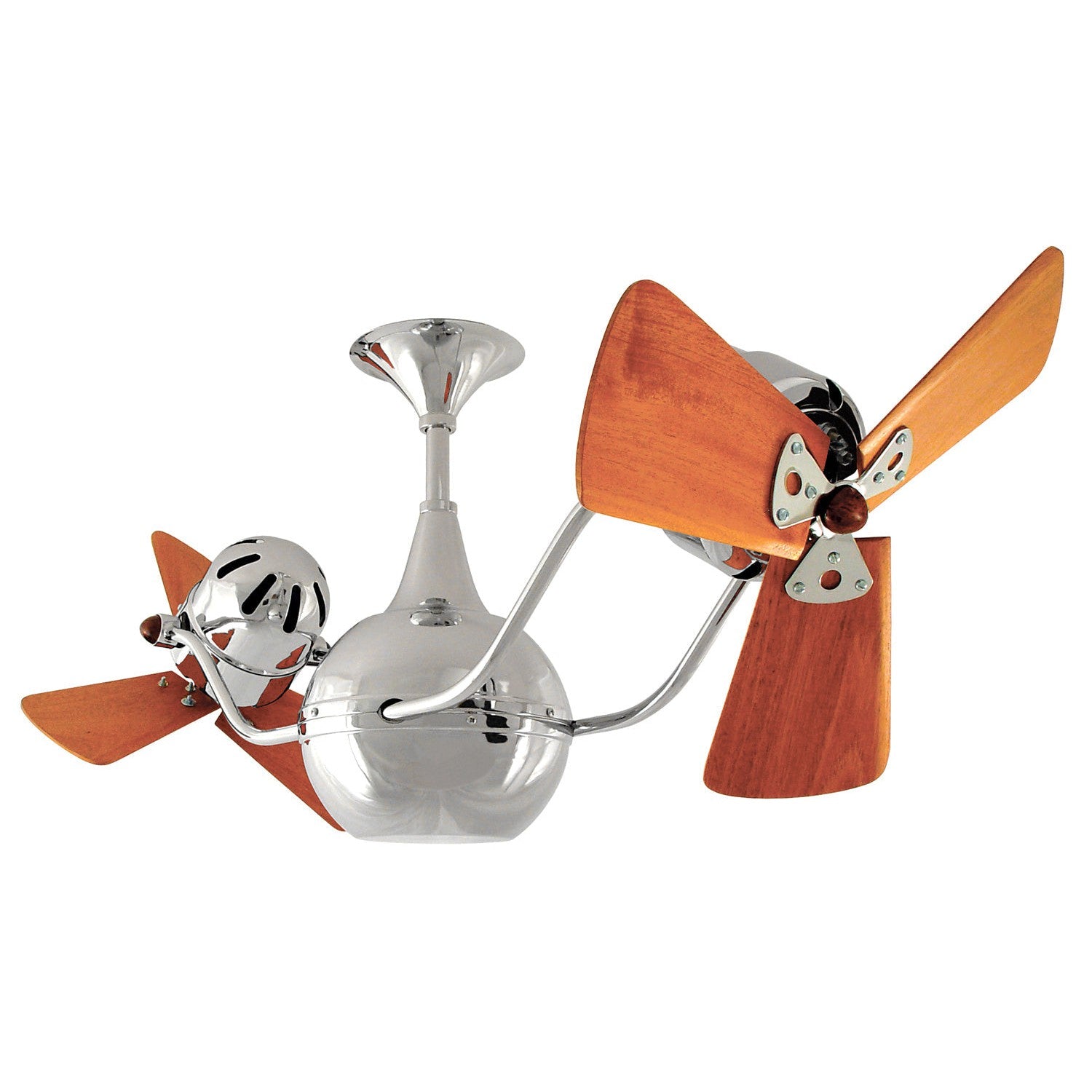 Matthews Fan Company Matthews-Gerbar Vent-Bettina 44" Polished Chrome Rotational Ceiling Fan With Solid Brazilian Mahogany Blade In Mahogany Finish And Damp Location Protection