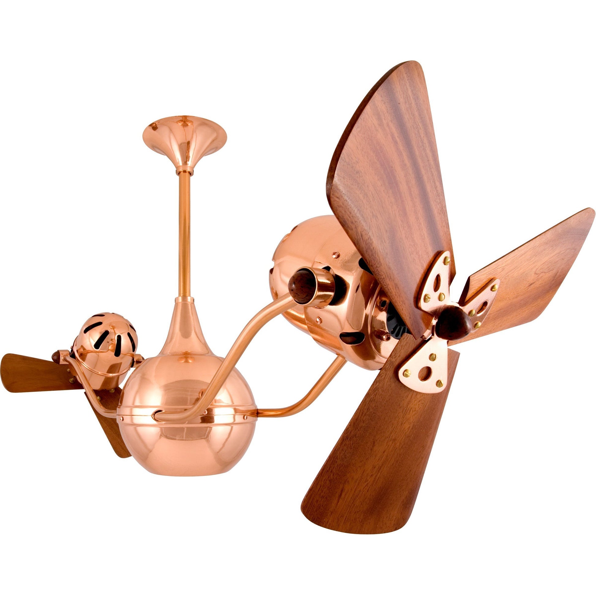 Matthews Fan Company Matthews-Gerbar Vent-Bettina 44" Polished Copper Rotational Ceiling Fan With Solid Brazilian Mahogany Blade In Mahogany Finish