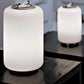 Mazzega 1946 Air Kan 11" x 18" Satin Nickel Table Lamp With White Glass Shade