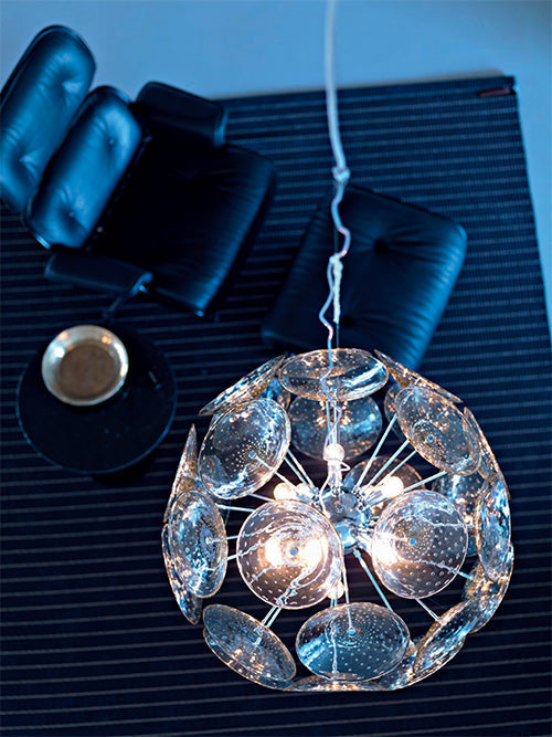 Mazzega 1946 Anhydride 19" Pendant Light in Crystal Bubble Finish