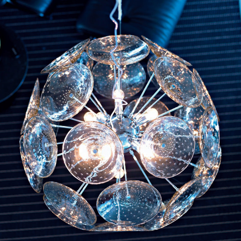 Mazzega 1946 Anhydride 19" Pendant Light in Crystal Bubble Finish
