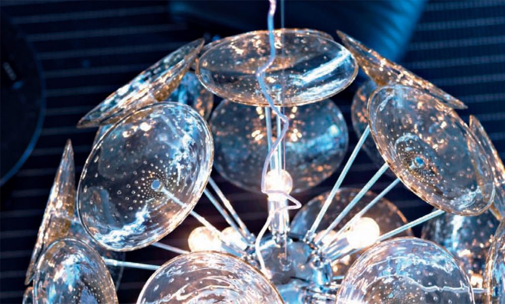 Mazzega 1946 Anhydride 31" Pendant Light in Crystal Bubble Finish