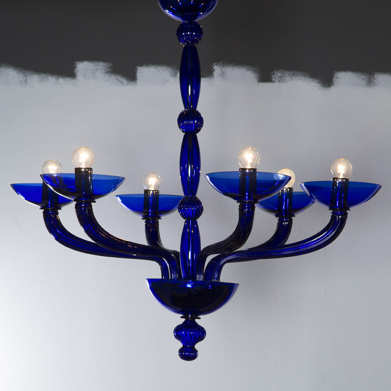 Mazzega 1946 Antenoreo 32" Pendant Light in Transparent Blue Marine Finish