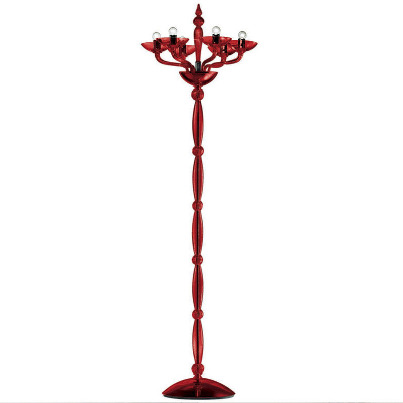 Mazzega 1946 Antenoreo 83" Floor Lamp in Transparent Red Finish