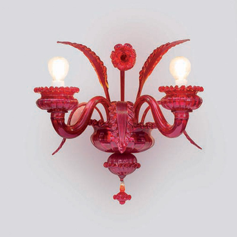 Mazzega 1946 Arsenal Wall Lamp in Pink Finish
