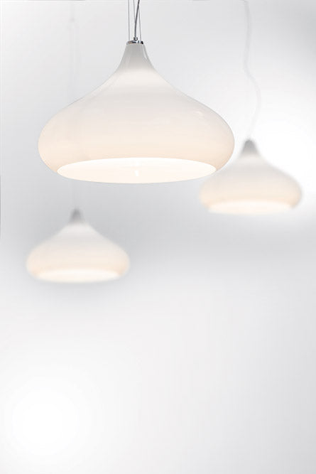 Mazzega 1946 Chestnut 59" Polished Chrome Pendant Light With White Glass Shade