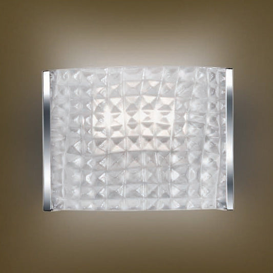 Mazzega 1946 Crocodile 13" x 6" Polished Chrome Wall Sconce With Transparent Crystal Glass Shade