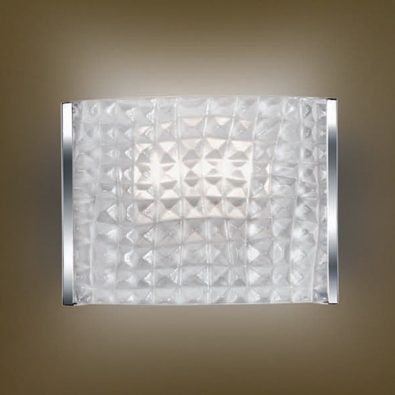 Mazzega 1946 Crocodile 9" x 6" Polished Chrome Wall Sconce With Transparent Crystal Glass Shade
