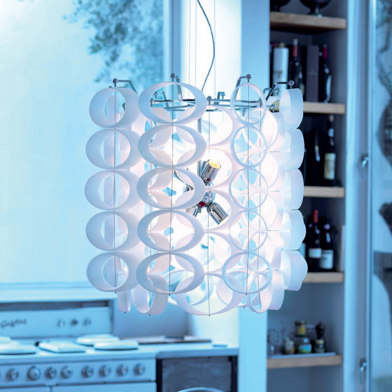 Mazzega 1946 Disk Pendant Light in White Finish
