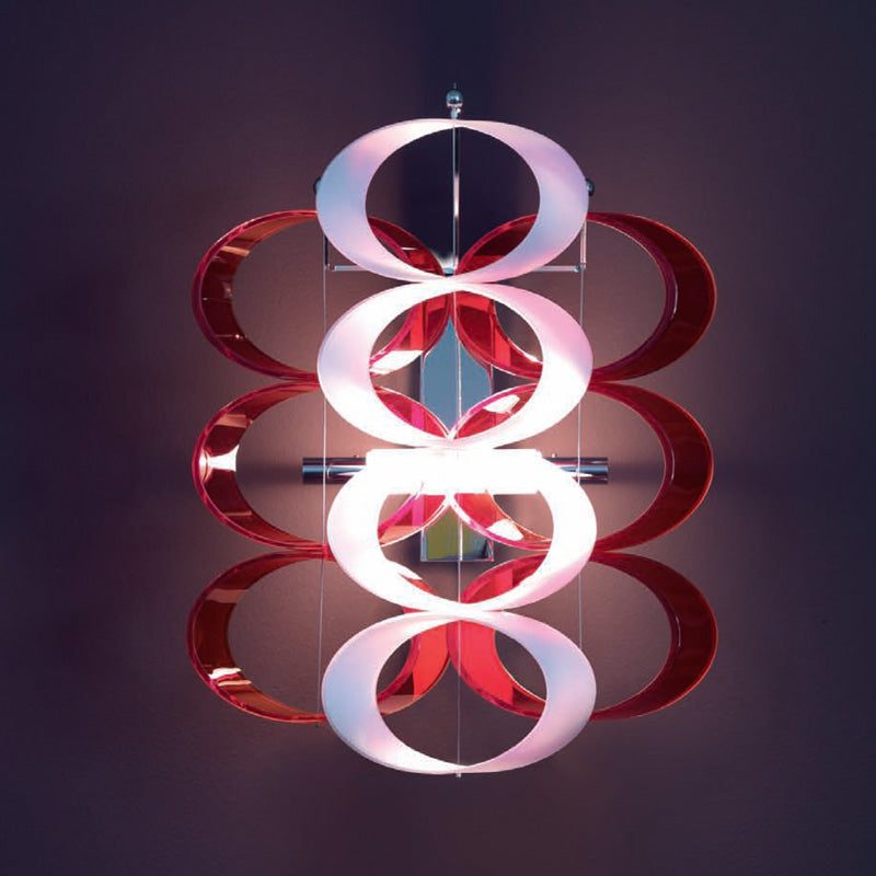 Mazzega 1946 Disk Wall Lamp in Red & White Finish