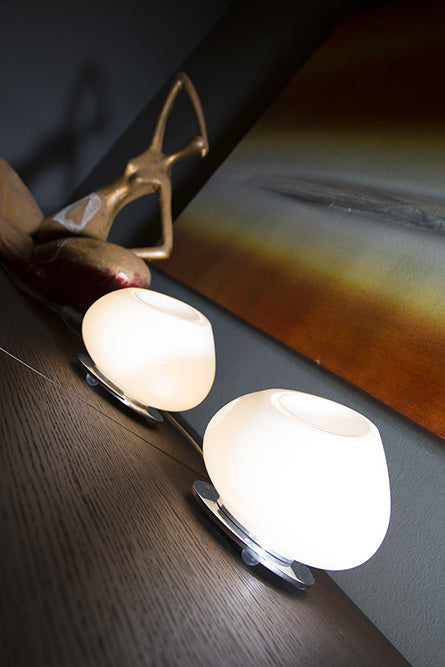 Mazzega 1946 Eyes Table Lamp in White Finish