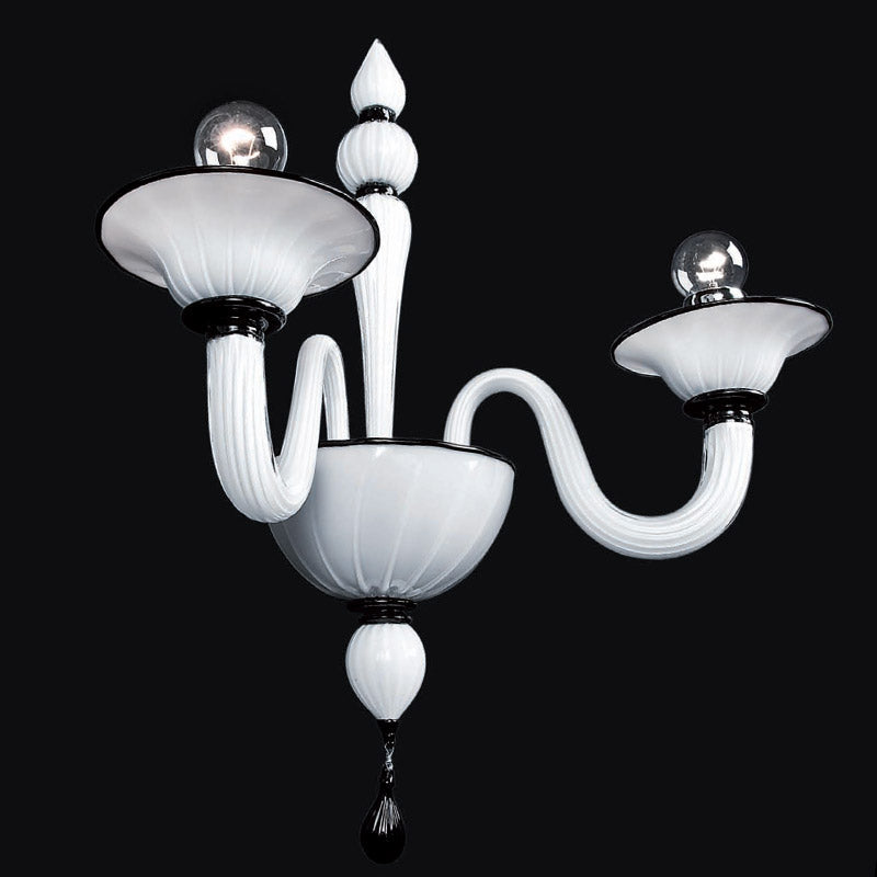 Mazzega 1946 Fegallian Wall Lamp in White Black Finish