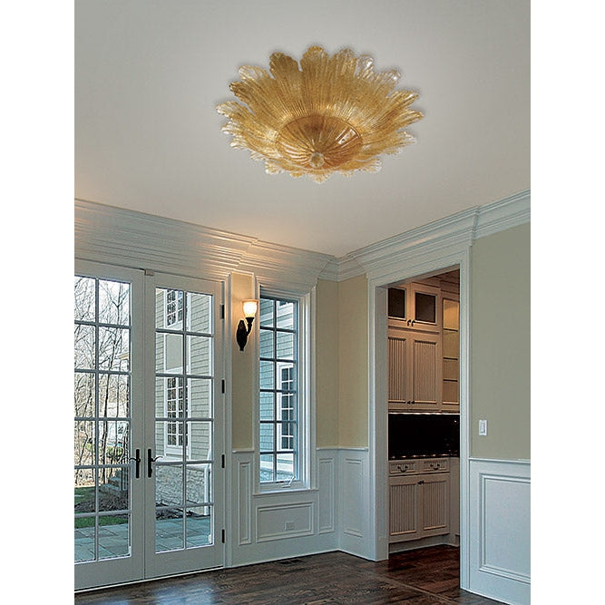 Mazzega 1946 Hypatus Ceiling Light in Amber Dew Finish