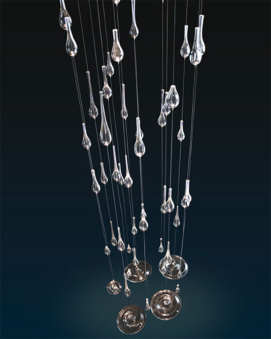 Mazzega 1946 Iron Pendant Light in Transparent Crystal Finish