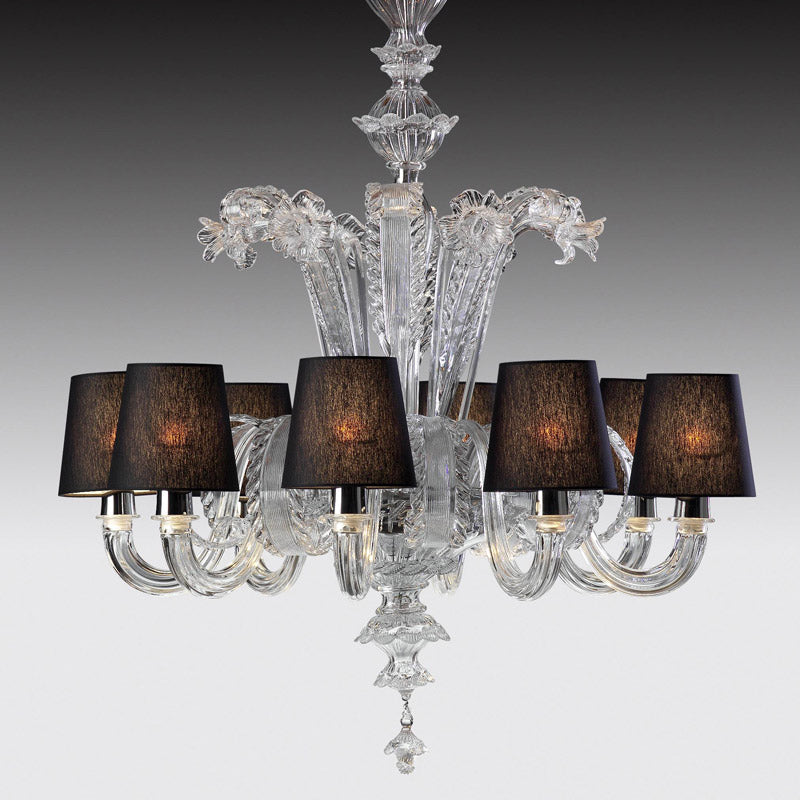 Mazzega 1946 Jesolo 8-Light Chandelier in Transparent Crystal Finish