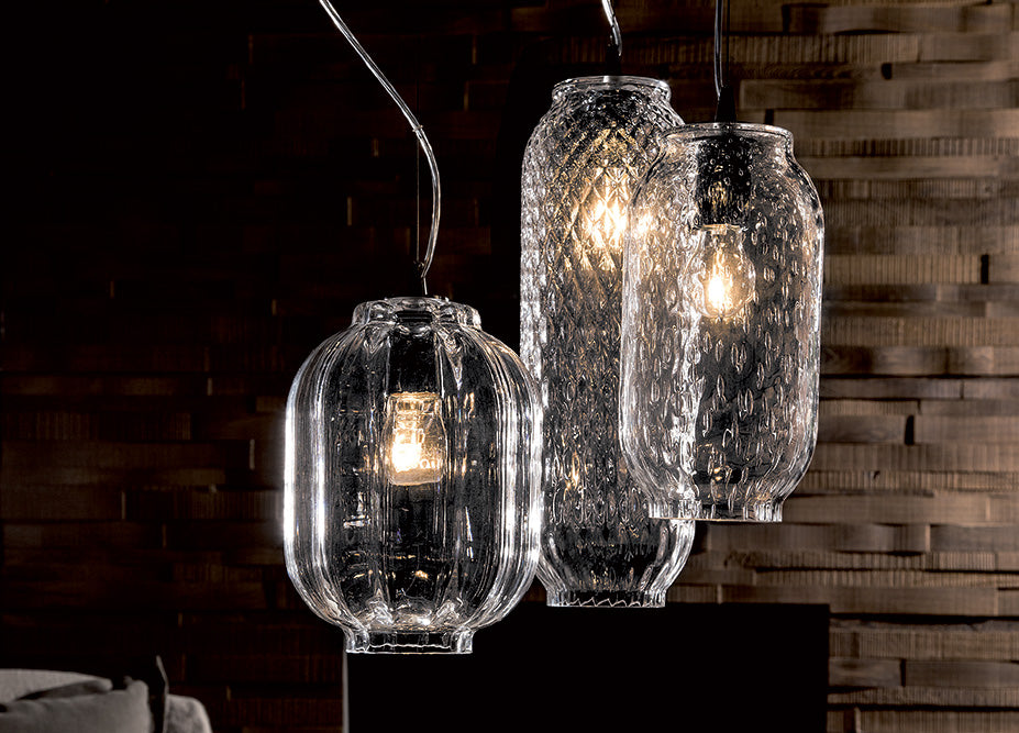 Mazzega 1946 Lumè Pendant Light in Transparent Crystal Finish