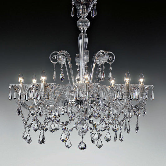 Mazzega 1946 Magnesium 34" x 37" Chandelier in Transparent Crystal Finish