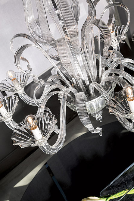 Mazzega 1946 Mazzorbo 6-Light Pendant Light in Transparent Crystal Finish