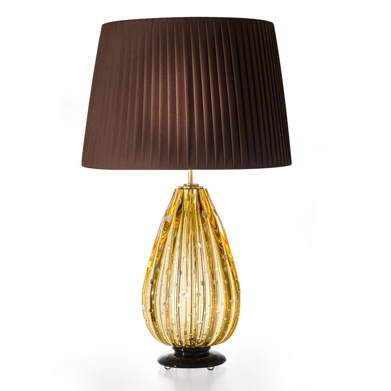 Mazzega 1946 Music Box Table Lamp in Transparent Amber Finish