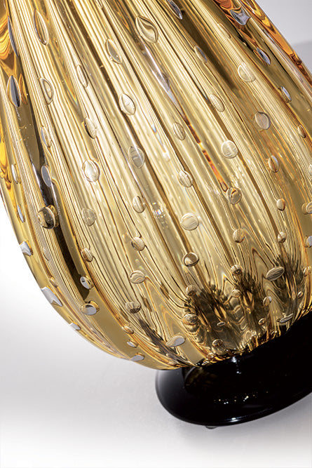 Mazzega 1946 Music Box Table Lamp in Transparent Amber Finish