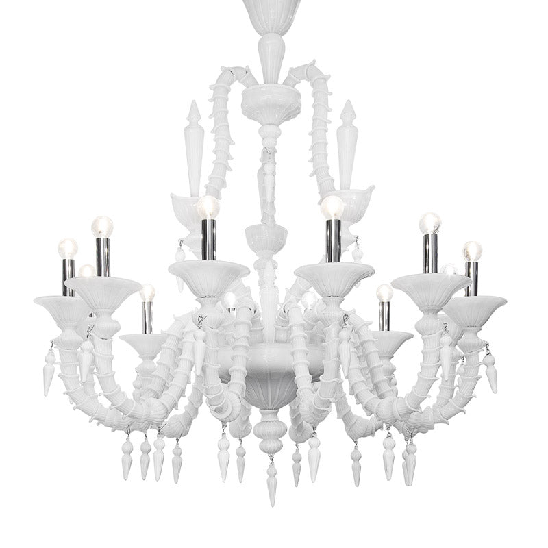 Mazzega 1946 Neodymium 9-Light Pendant Light in White Finish