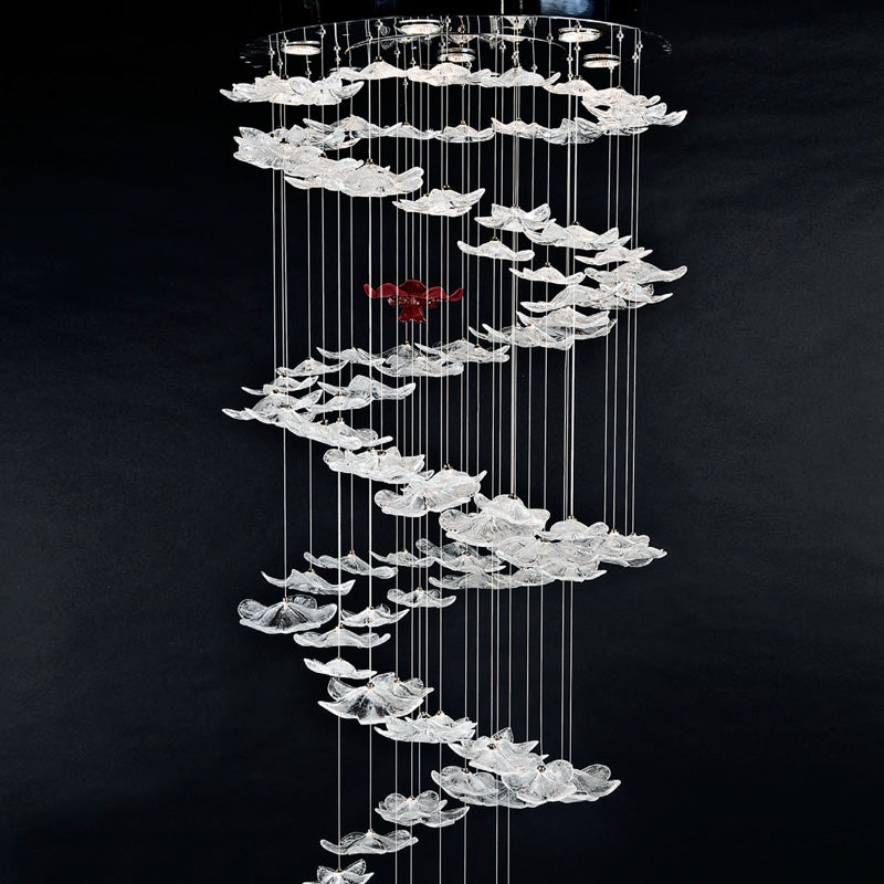 Mazzega 1946 Potassium 7-Light Pendant Light in Transparent Crystal Finish