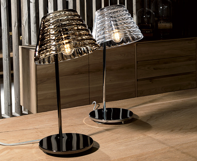 Mazzega 1946 Profiles Table Lamp in Transparent Smoked Finish