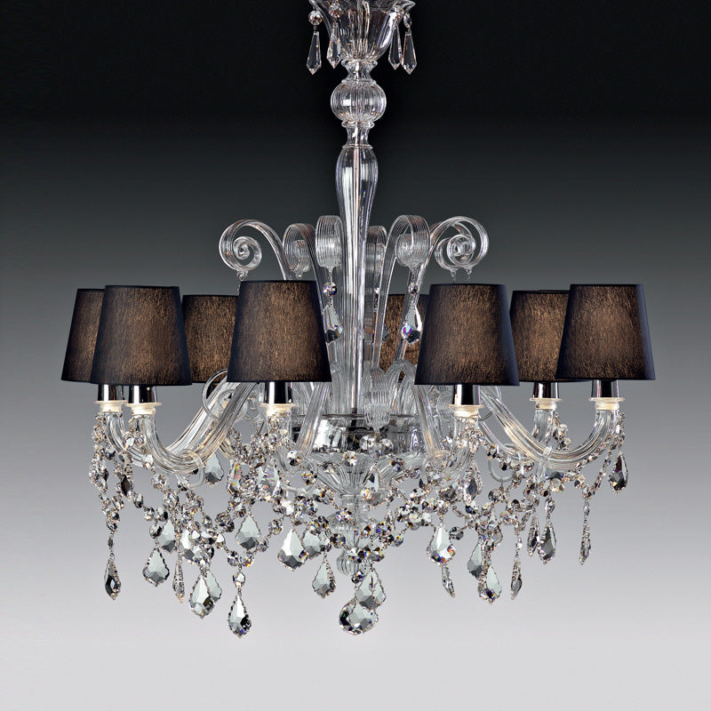 Mazzega 1946 Soda 8-Light Chandelier Light in Transparent Crystal Finish