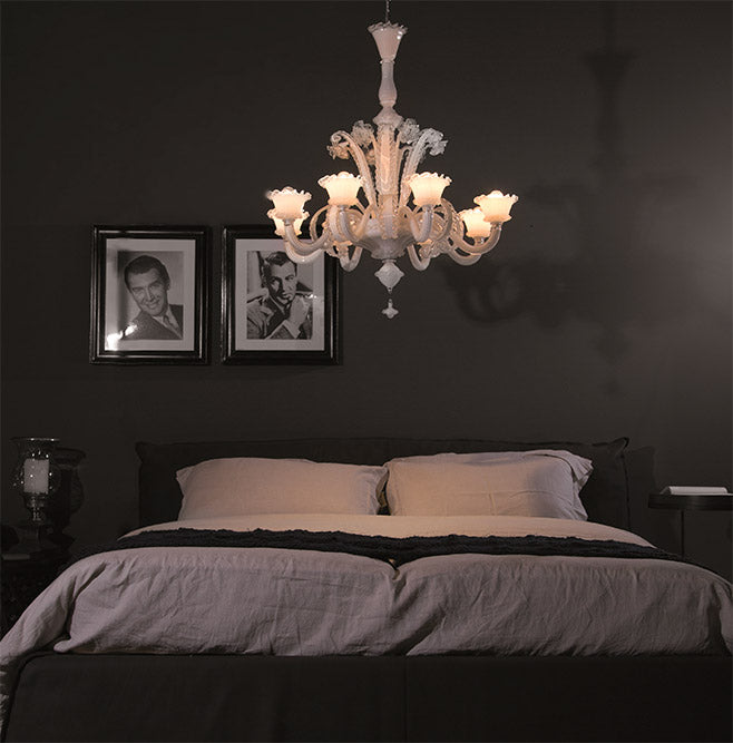 Mazzega 1946 St. Paul 8-Light Pendant Light in Crystal Amber Finish