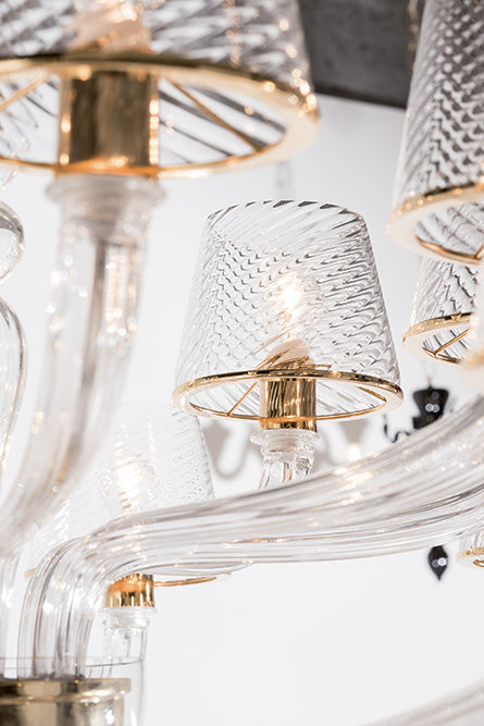 Mazzega 1946 Wind Light 12-Light Chandelier Light in Transparent Crystal Finish