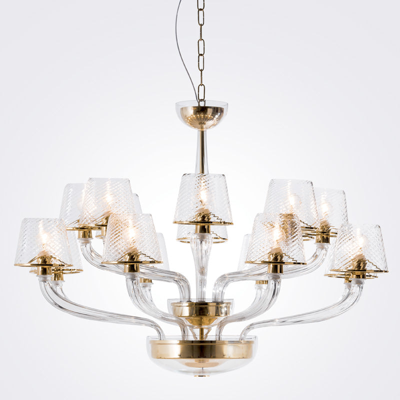 Mazzega 1946 Wind Light 12-Light Chandelier Light in Transparent Crystal Finish