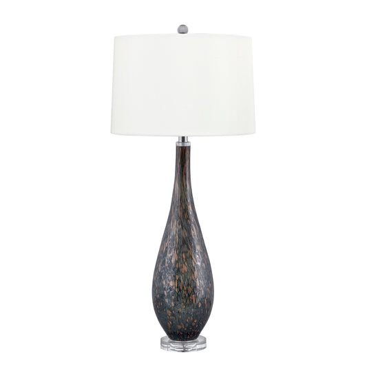 Medallion Lighting Amalfi 34" Dark Grey and Golden Dots Glass Acrylic Table Lamp With White Fabric Drum Shade