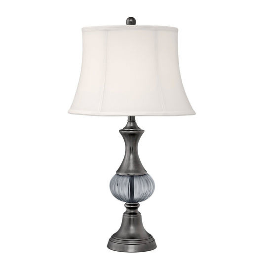 Medallion Lighting Ancona 30" Gunmetal and Smoke Steel Glass Table Lamp With Geneva White Drum Shade