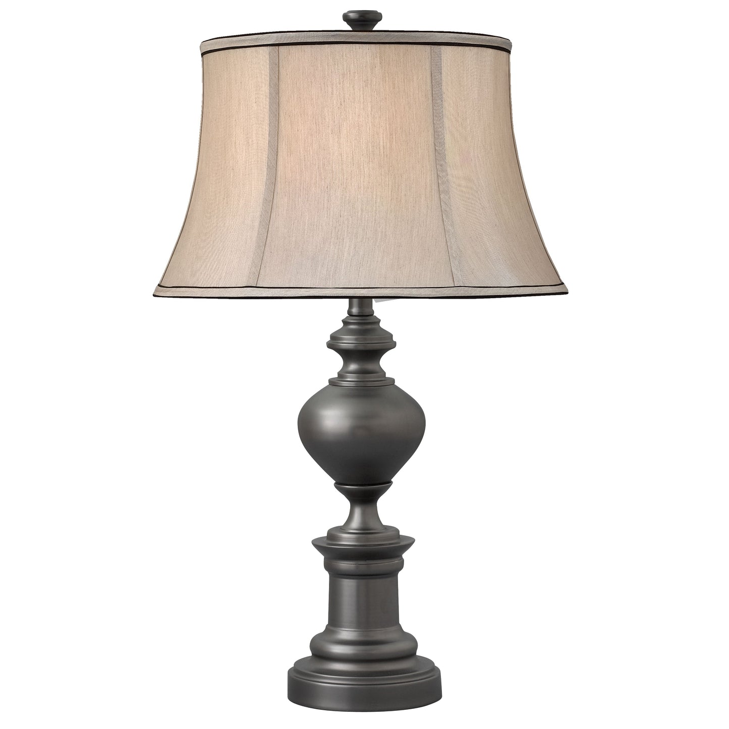 Medallion Lighting Athens 28" Gunmetal Steel Table Lamp With Grey Silk Drum Shade