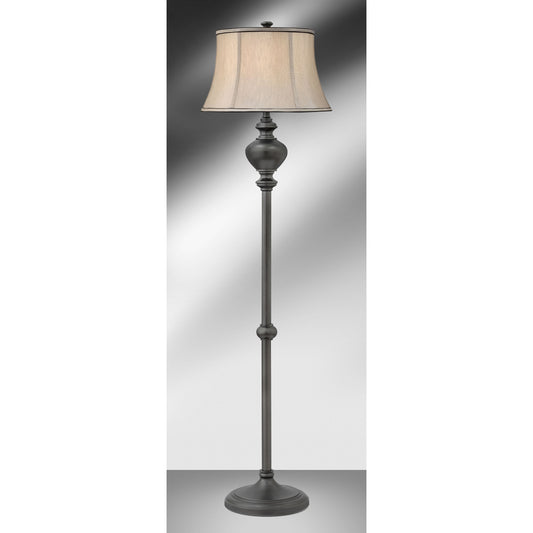 Medallion Lighting Athens 63" Gunmetal Steel Floor Lamp With Grey Silk Drum Shade