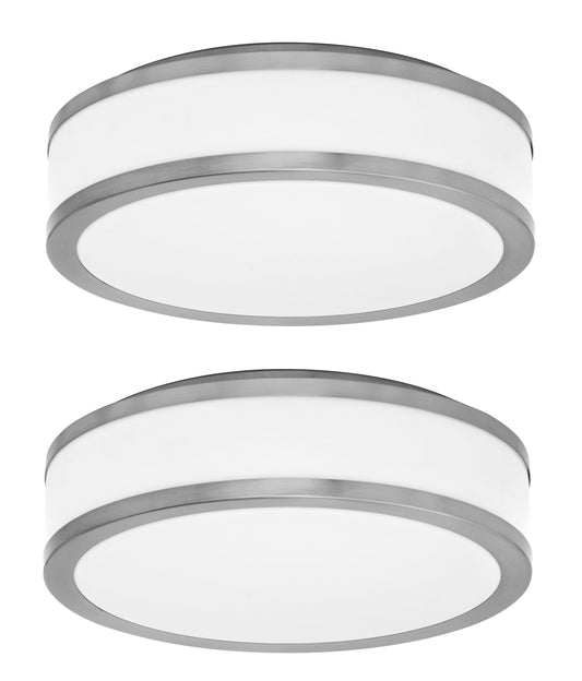 Medallion Lighting Azure 16" Brushed Steel 2-Light Damp Rated Flush Mount Ceiling Light - Set of 2