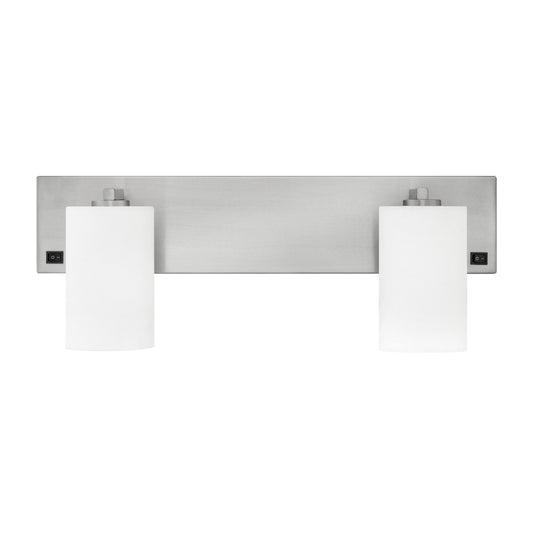 Medallion Lighting Azure 22" Brushed Steel Double Headboard Light With White Acrylic Square Shades