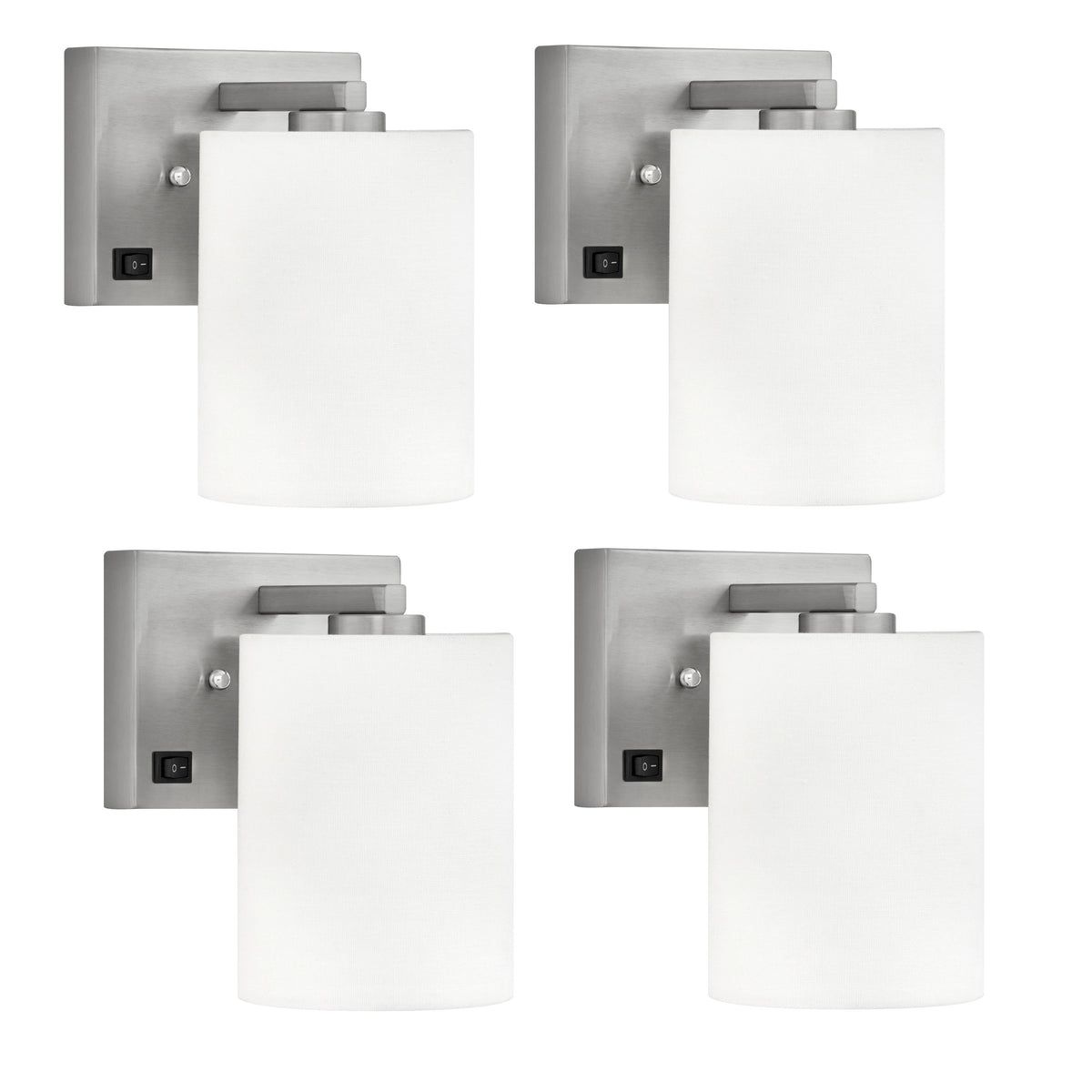 Medallion Lighting Azure 8" Brushed Steel Headboard Light With White Cylinder Shade - Set of 4