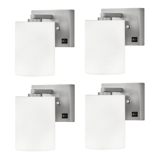 Medallion Lighting Azure 8" Brushed Steel Single Headboard Light With Frosted Acrylic Shade - Set of 4
