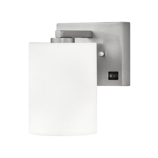 Medallion Lighting Azure 8" Brushed Steel Single Headboard Light With Frosted Acrylic Shade