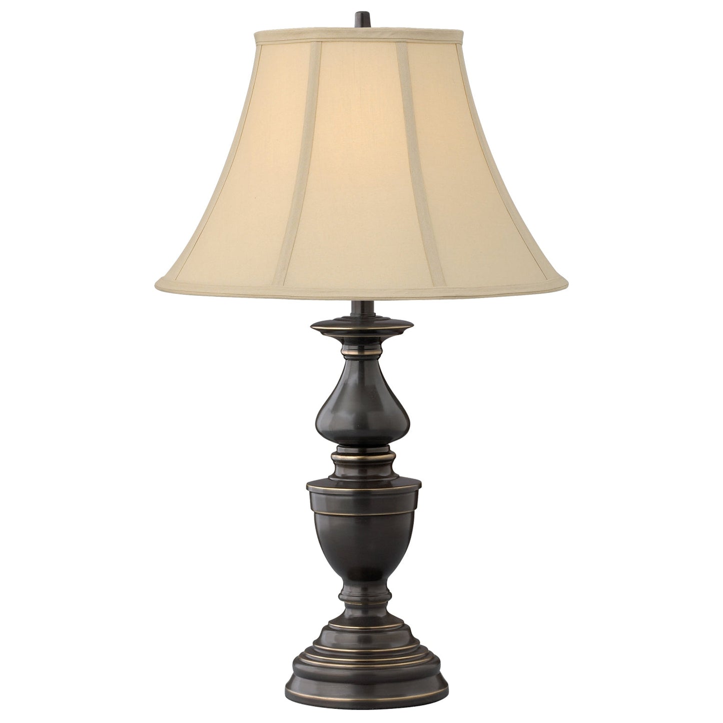 Medallion Lighting Balustrade 30" Madison Bronze Steel Table Lamp With Shantung Stretched Bell Shade